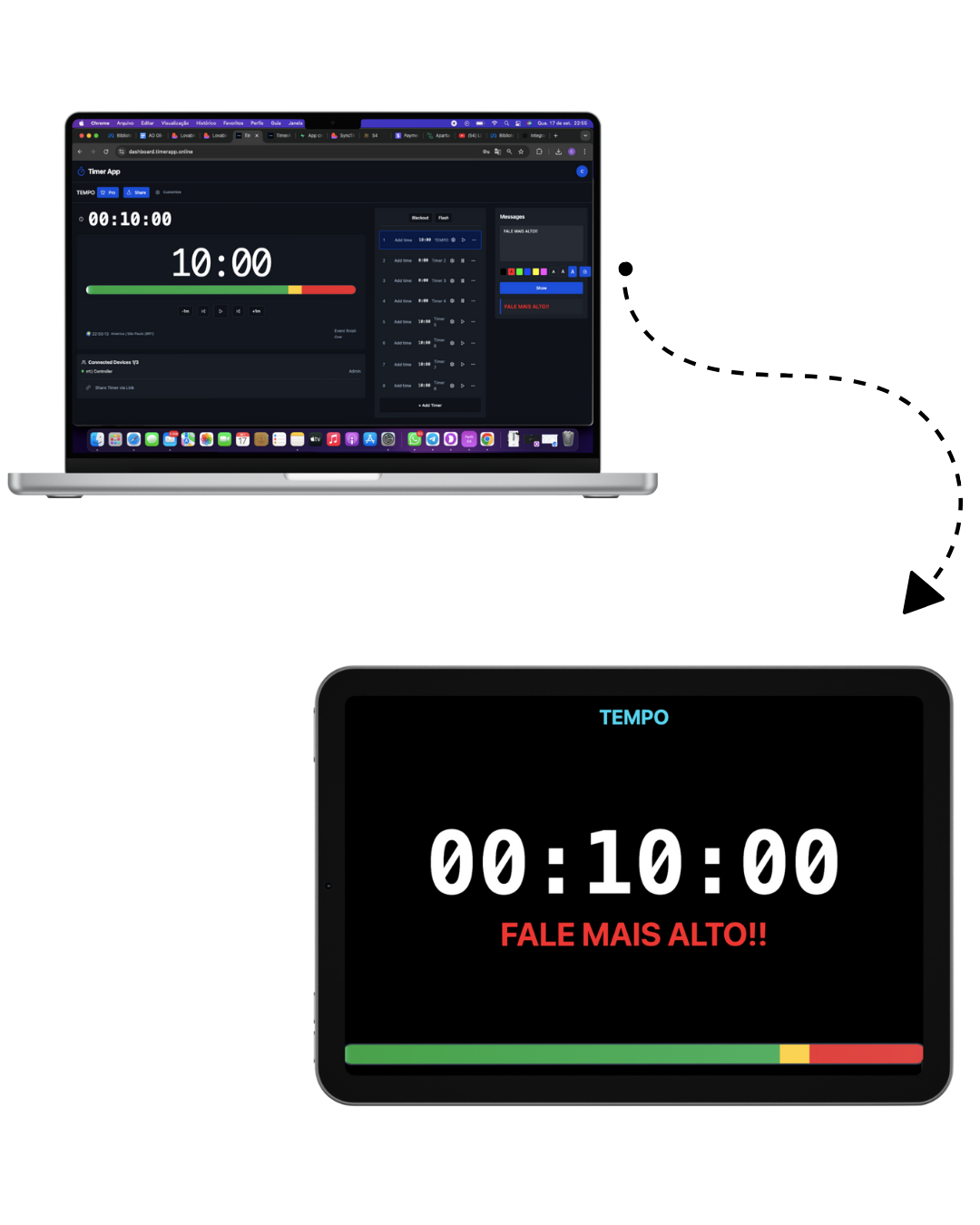 Timer app on a tablet